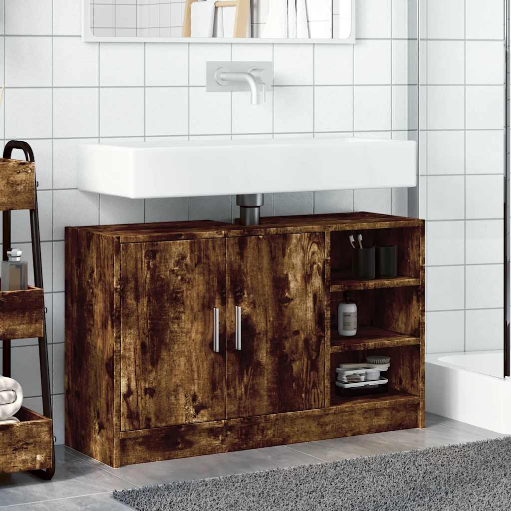 Mobile Lavabo Rovere Fumo 90x29x55 cm in Truciolare | homemem39