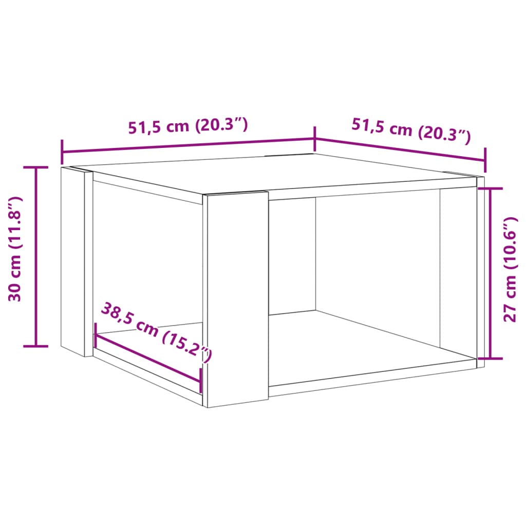 Tavolino Salotto Rovere Sonoma 51,5x51,5x30cm Legno Multistrato | homemem39