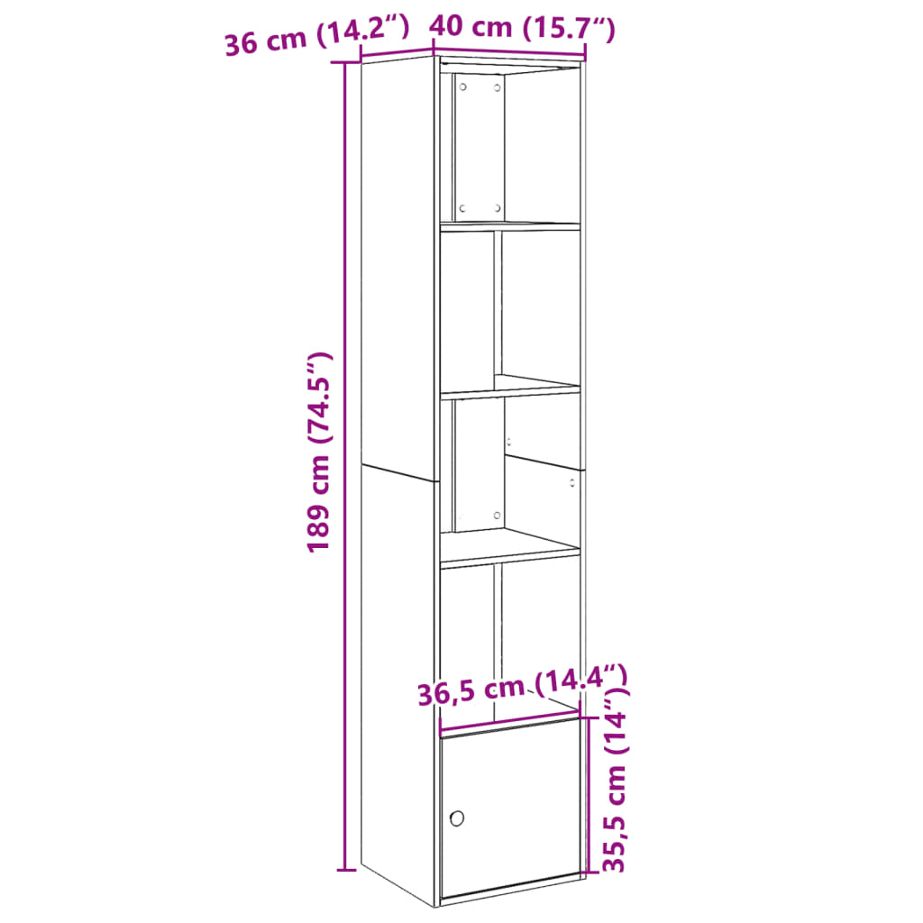 Libreria Bianca 40x36x189 cm in Legno Multistrato | homemem39