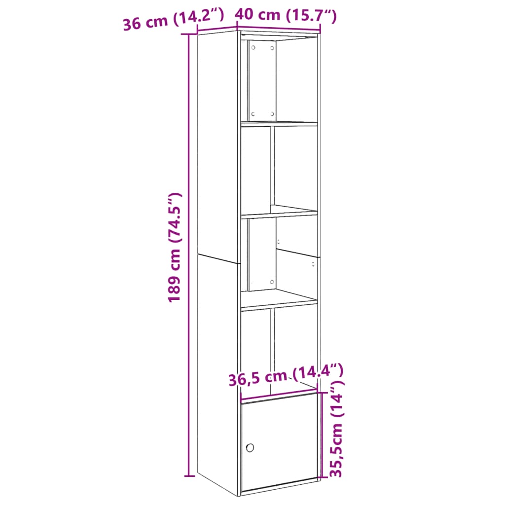 Libreria Rovere Sonoma 40x36x189 cm in Legno Multistrato | homemem39