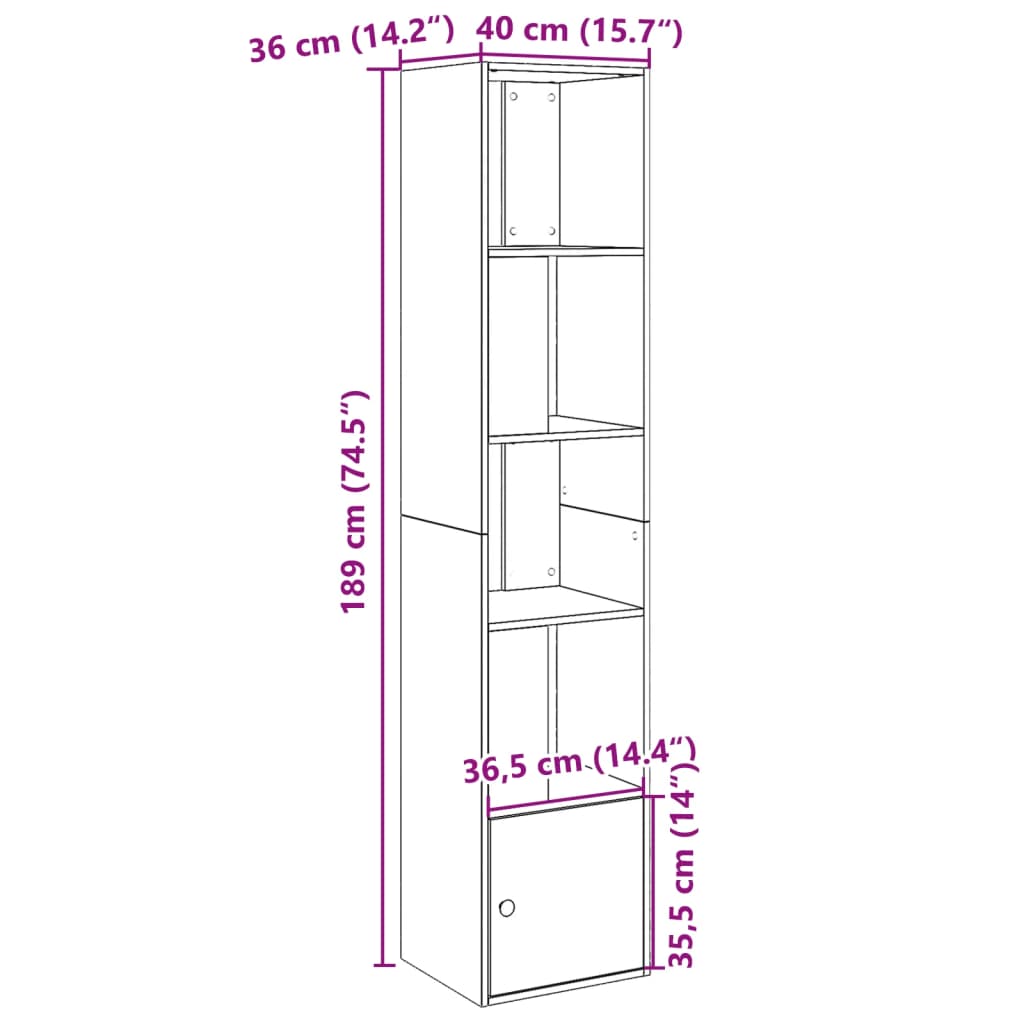 Libreria Grigio Cemento 40x36x189 cm in Legno Multistrato | homemem39