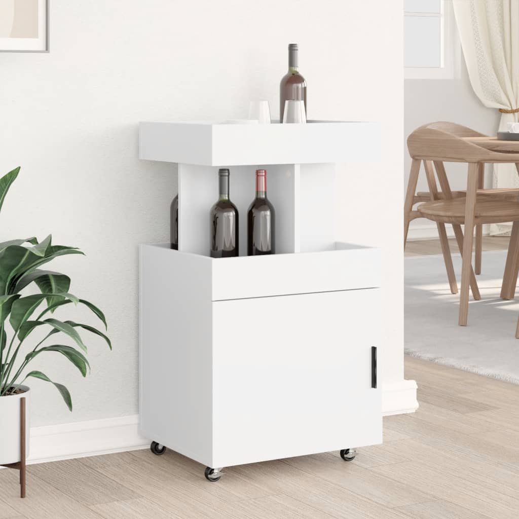 Carrello Bar Bianco 50x41x89 cm in Legno Multistrato | homemem39