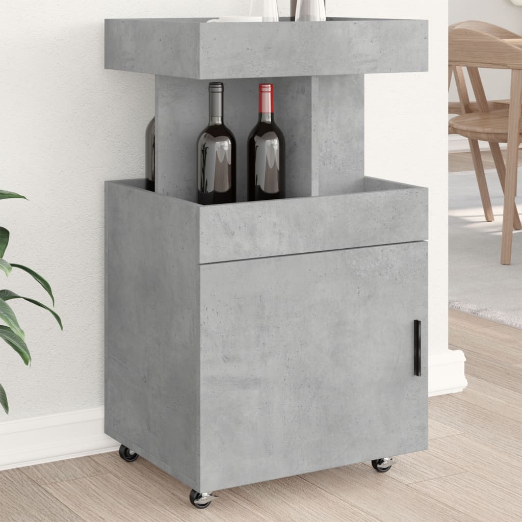 Carrello Bar Grigio Cemento 50x41x89 cm in Legno Multistrato | homemem39