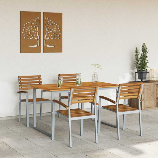 Set da Pranzo per Giardino 5 pcs Grigio e marrone