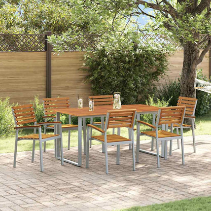 Set da Pranzo per Giardino 7 pcs Grigio e marrone