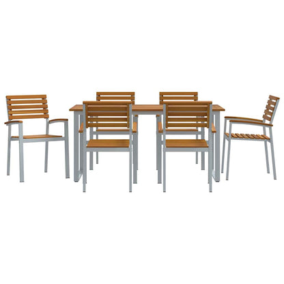 Set da Pranzo per Giardino 7 pcs Grigio e marrone