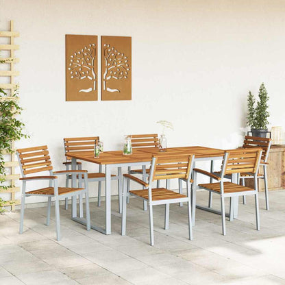 Set da Pranzo per Giardino 7 pcs Grigio e marrone
