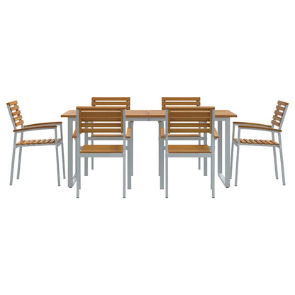 Set da Pranzo per Giardino 7 pcs Grigio e marrone