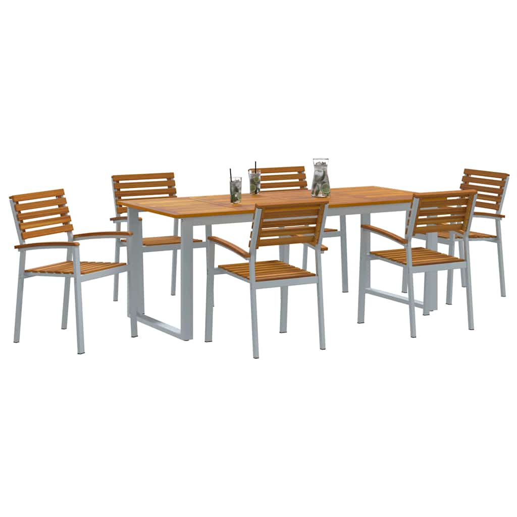 Set da Pranzo per Giardino 7 pcs Grigio | homemem39