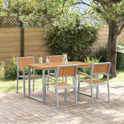 Set da Pranzo per Giardino 5 pcs Grigio e marrone