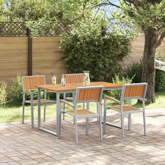 Set da Pranzo per Giardino 5 pcs Grigio e marrone