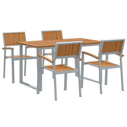 Set da Pranzo per Giardino 5 pcs Grigio e marrone
