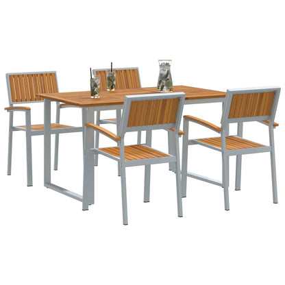 Set da Pranzo per Giardino 5 pcs Grigio e marrone