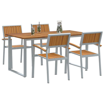 Set da Pranzo per Giardino 5 pcs Grigio e marrone