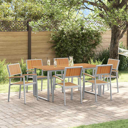 Set da Pranzo per Giardino 7 pcs Grigio e marrone