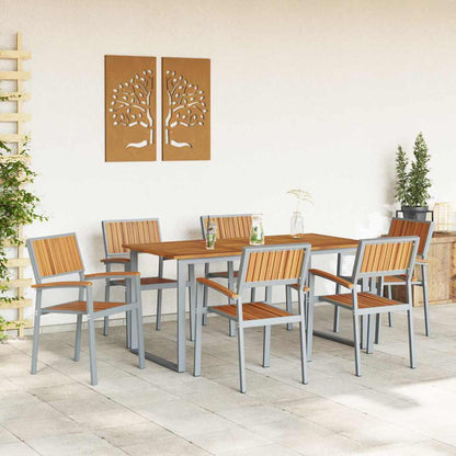 Set da Pranzo per Giardino 7 pcs Grigio e marrone