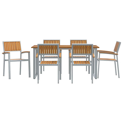 Set da Pranzo per Giardino 7 pcs Grigio e marrone