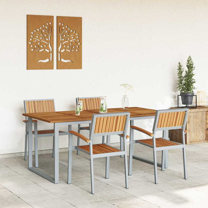 Set da Pranzo per Giardino 5 pcs Grigio e marrone