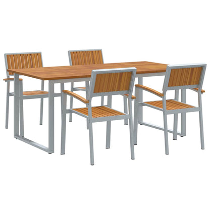 Set da Pranzo per Giardino 5 pcs Grigio e marrone