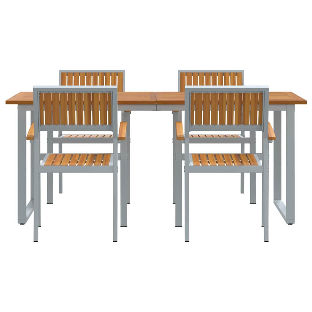 Set da Pranzo per Giardino 5 pcs Grigio e marrone