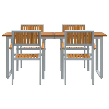 Set da Pranzo per Giardino 5 pcs Grigio e marrone
