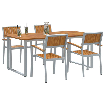 Set da Pranzo per Giardino 5 pcs Grigio e marrone