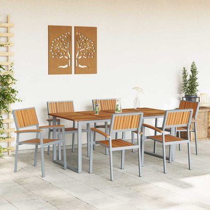 Set da Pranzo per Giardino 7 pcs Grigio e marrone