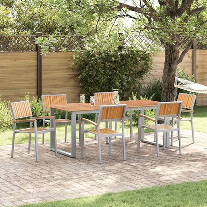 Set da Pranzo per Giardino 7 pcs Grigio e marrone