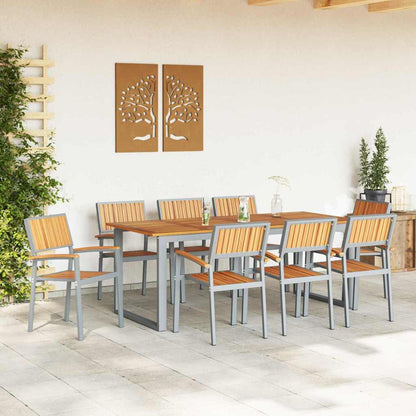 Set da Pranzo per Giardino 9 pcs Grigio e marrone