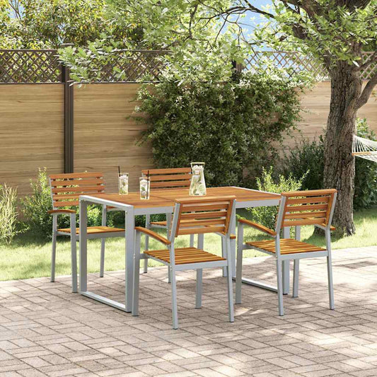 Set da Pranzo per Giardino 5 pcs Grigio e marrone