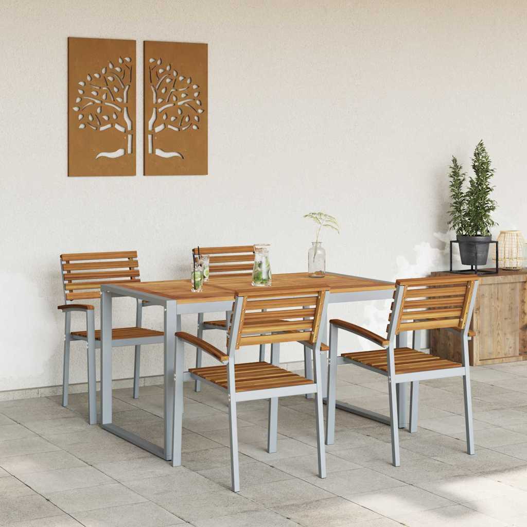 Set da Pranzo per Giardino 5 pcs Grigio e marrone