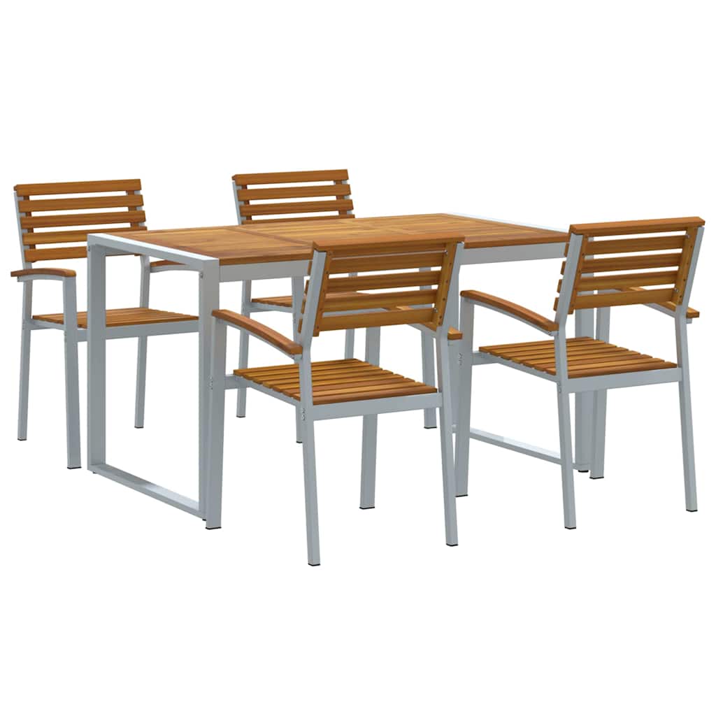 Set da Pranzo per Giardino 5 pcs Grigio e marrone
