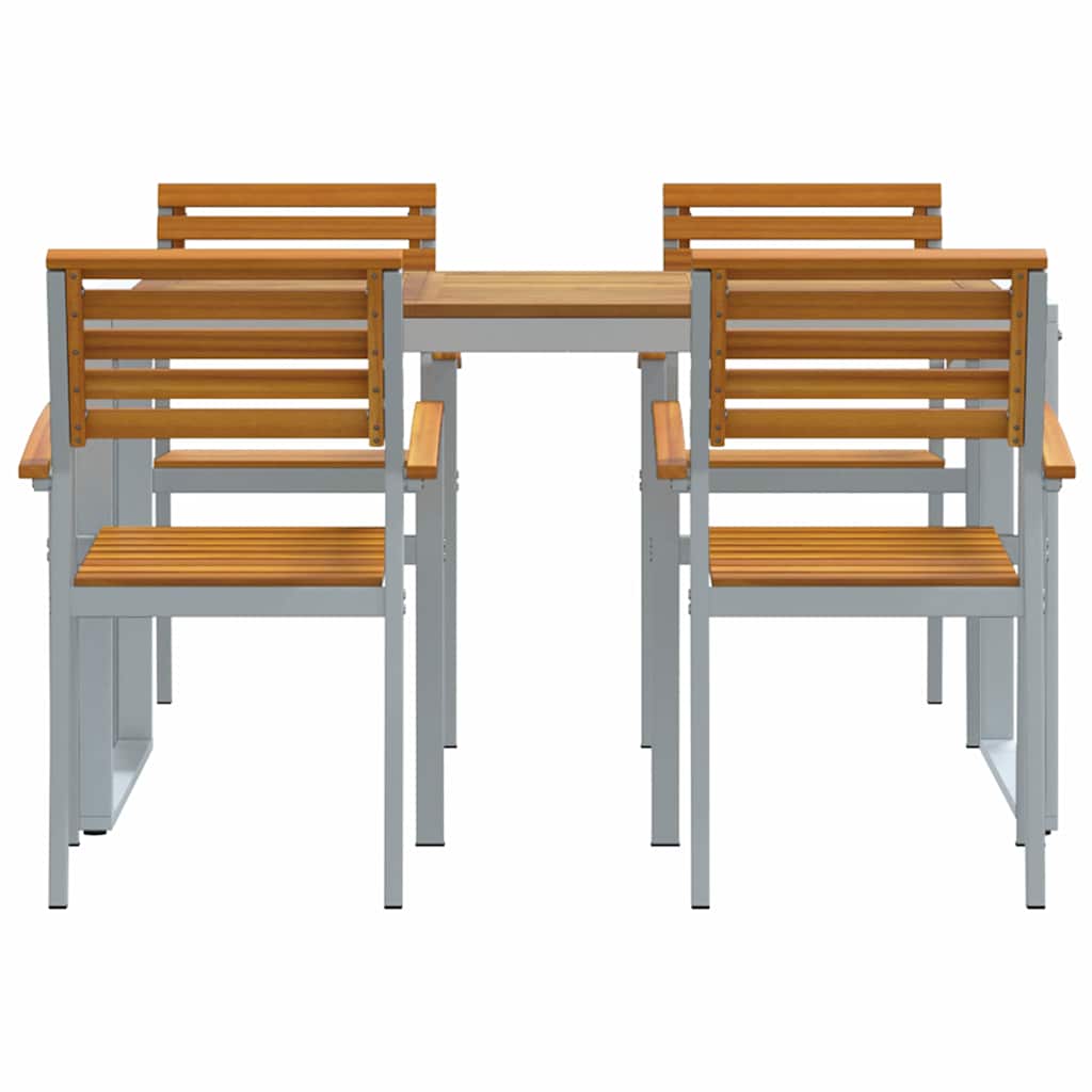 Set da Pranzo per Giardino 5 pcs Grigio e marrone