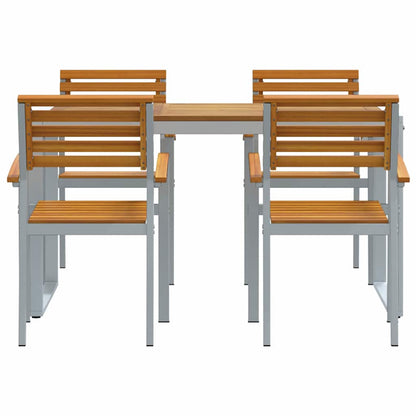 Set da Pranzo per Giardino 5 pcs Grigio e marrone