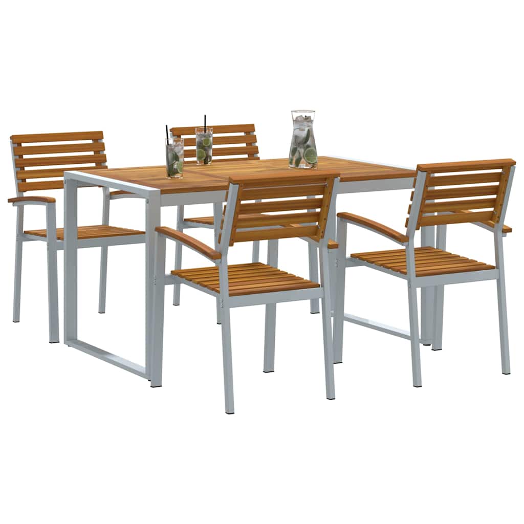 Set da Pranzo per Giardino 5 pcs Grigio e marrone