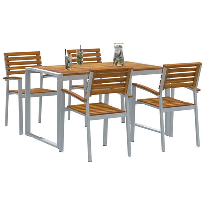 Set da Pranzo per Giardino 5 pcs Grigio e marrone