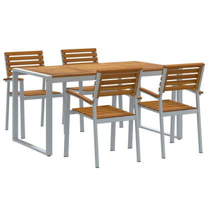 Set da Pranzo per Giardino 5 pcs Grigio e marrone