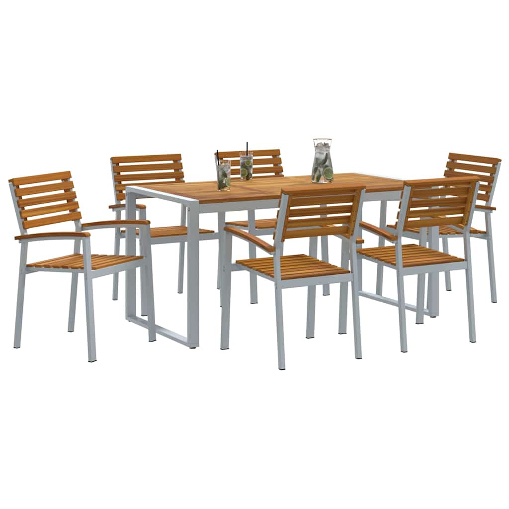 Set da Pranzo per Giardino 7 pcs Grigio | homemem39