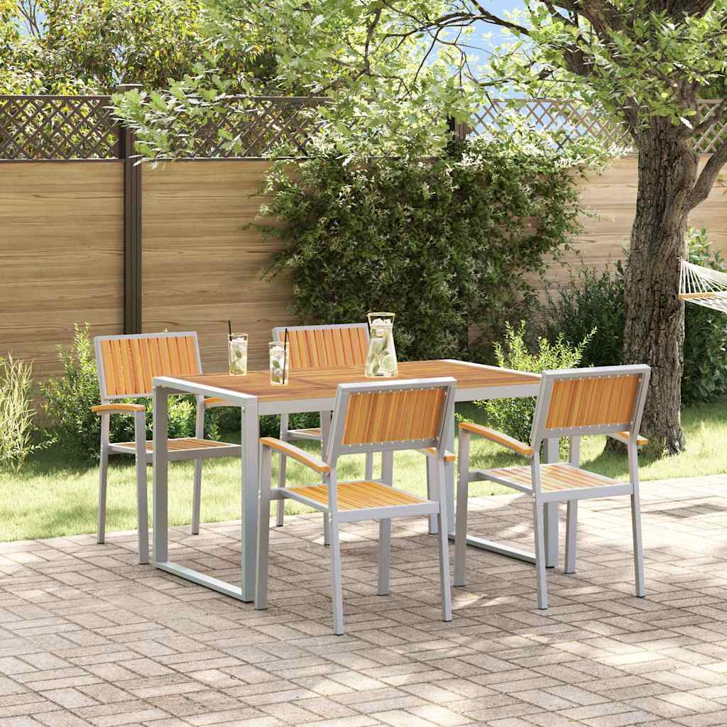 Set da Pranzo per Giardino 5 pcs Grigio e marrone