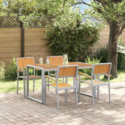 Set da Pranzo per Giardino 5 pcs Grigio e marrone