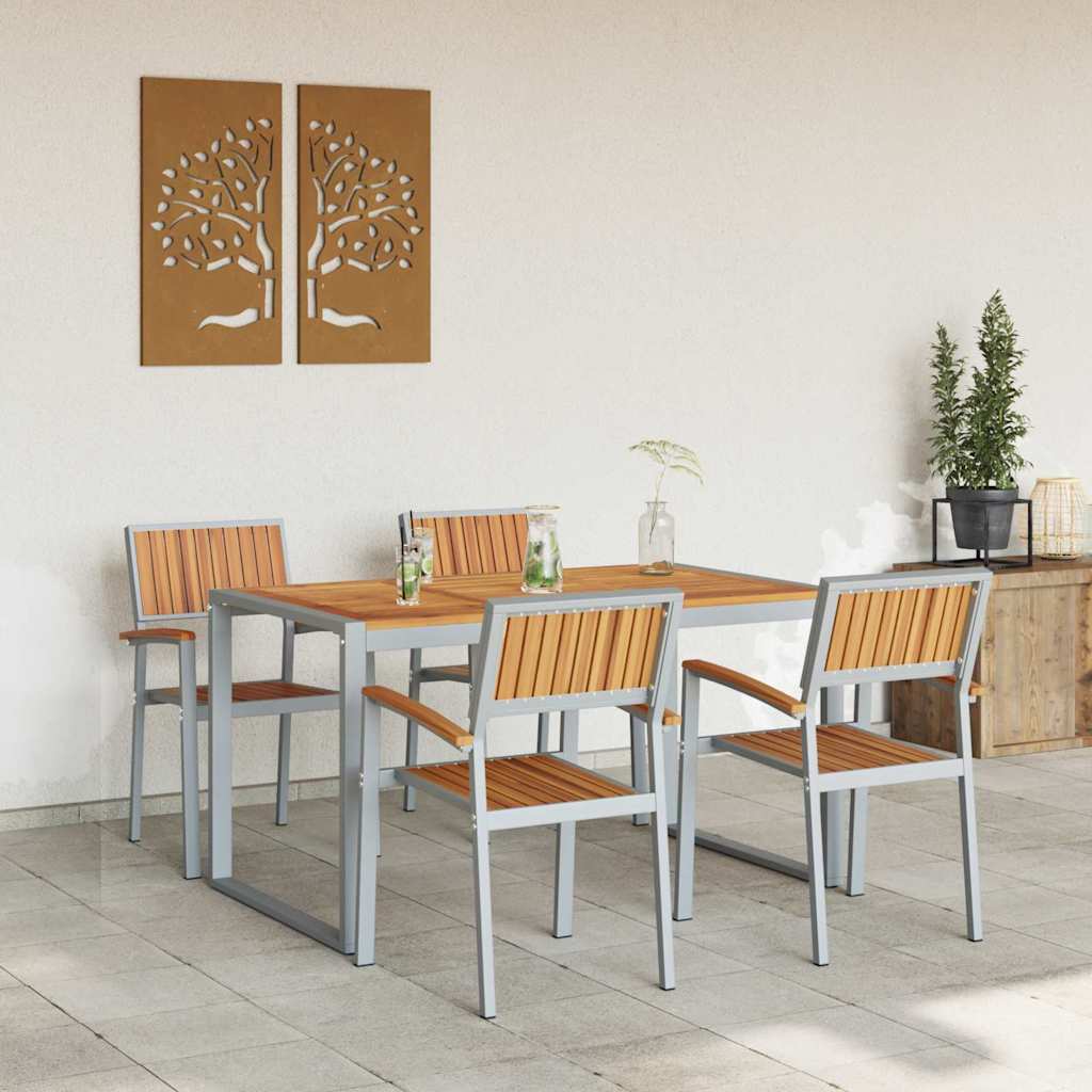 Set da Pranzo per Giardino 5 pcs Grigio e marrone