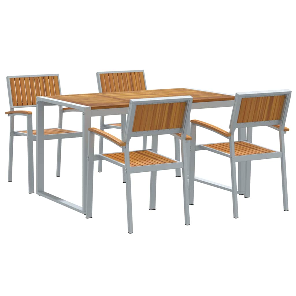 Set da Pranzo per Giardino 5 pcs Grigio e marrone
