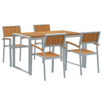 Set da Pranzo per Giardino 5 pcs Grigio e marrone