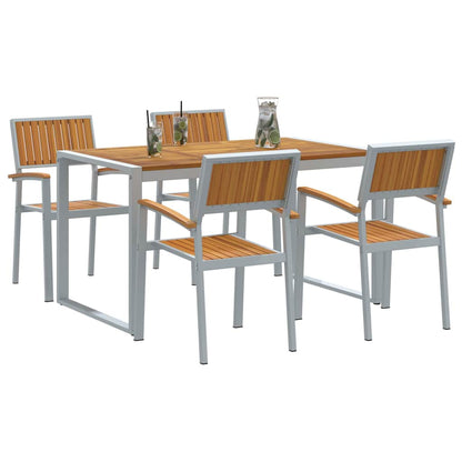 Set da Pranzo per Giardino 5 pcs Grigio e marrone