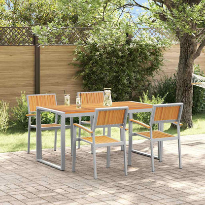 Set da Pranzo per Giardino 5 pcs Grigio e marrone