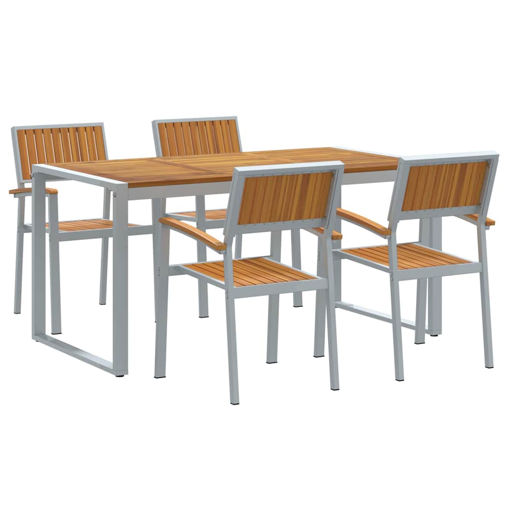 Set da Pranzo per Giardino 5 pcs Grigio e marrone