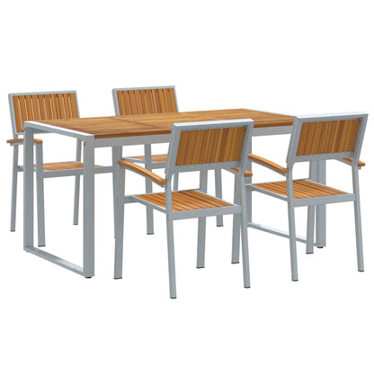 Set da Pranzo per Giardino 5 pcs Grigio e marrone