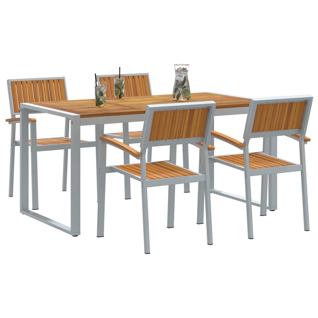 Set da Pranzo per Giardino 5 pcs Grigio e marrone