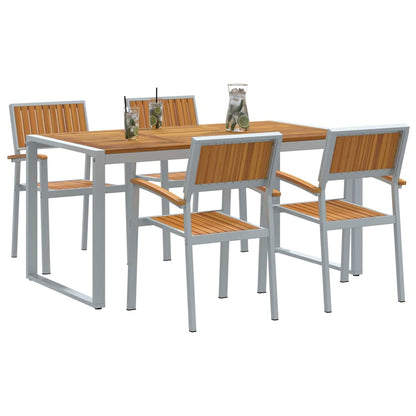 Set da Pranzo per Giardino 5 pcs Grigio e marrone