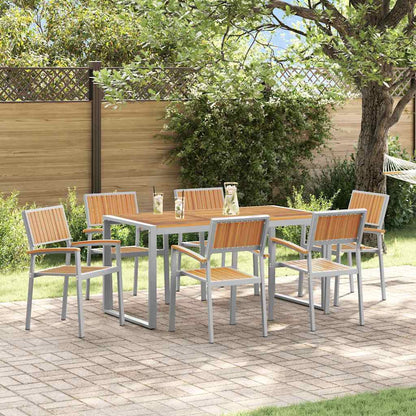 Set da Pranzo per Giardino 7 pcs Grigio e marrone
